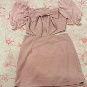SHEIN Pink Mini Dress with Bow Detail